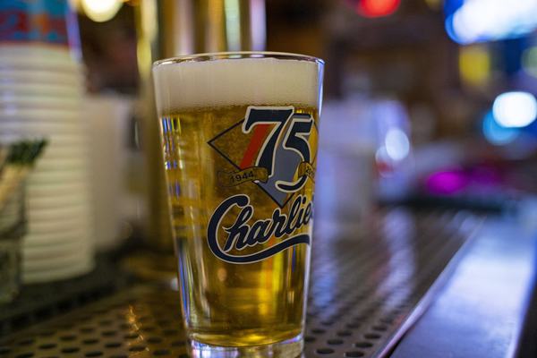 A pint in the 75th anniversary glass