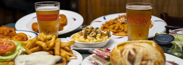 A spread — wings, fries, mac and cheese and a couple of cold ones
